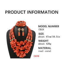 Latest Coral Jewelry Sets Nigerian Dubai Orange Necklace Sets of Beads African Bridal Jewelry Sets