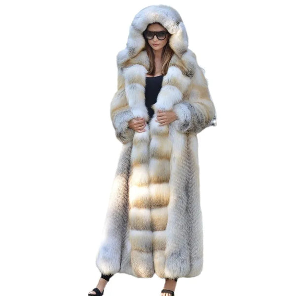 Women's Faux Fur Long Hooded Thick Fluffy Coat