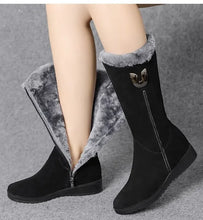 Warm High Fur Boots Women Winter Chunky Mid-calf Boots