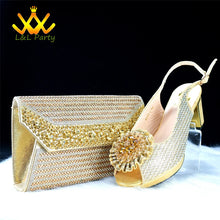 2025 Special New Arrivals Italian Women Shoes and Bag to Match in Green Color with Platform Shinning Crystal Sandal for Wedding