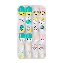 24Pcs/Set Kids Candy Flower Cute Fake Nails Detachable Full Cover False Nails Press On Nails Children Girls Nail Decoration Gift
