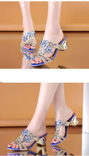 2021 New Hot Glitter Mesh Women Sandals Summer Fashion Outdoor Peep Toe Casual Beach Slippers Thick Heel Slip on Women Sandals