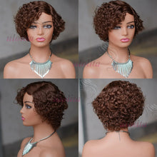 Ombre Blonde T1B27Pixie Cut Short Curly Bob Side Part Non Lace Front 100% Brazilian Human Hair Wigs