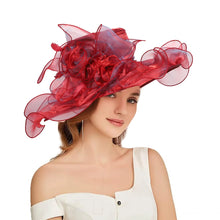 Women's Fascinators Organza Sun Hats Wide Brim Wedding Bride Tea Party Church Fedoras Hat