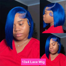 Brazilian Hair Straight Navy Blue Bob Human Hair Wig 180 Density 13x4 HD Lace Frontal Wigs