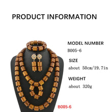 Nigeria Wedding Jewelry Set Imitation Coral Beads Golden Pendant Necklace for Women Resin Material African Bride Accessorise