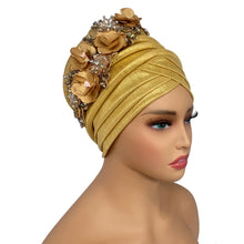 2024 New African Women's Turban Cap Nigeria Auto Gele Headtie Already Made Wedding Geles Female Head Wraps with Diamond Flower