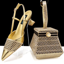 Nigeria Fashion Rhinestone-encrusted Ladies Party Shoes And Special bag High Heels And Dual Purpose Mini Bag Women's Shoes