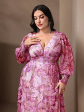 TOLEEN Plus Size Women V-Neck Lantern Sleeve Ruffle 2024 Spring Summer Casual Elegant Floral Print Vacation Party Long Dresses