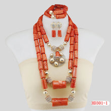 Double Layeres Original Coral Nigerian Wedding Beads Jewelry Set Women Coral Costume Necklace Set