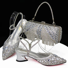 Women's Italian Diamond Lace Designer Matching Shoe and Bag Set
