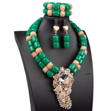 Artificial Coral Women Pendant Necklace Bracelets Earrings Suit African Wedding Jewelry Set Nigeria Bride Accessories Party Gift