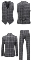 Traje De Hombre Elegante (Blazer+ Vest + Pants) Men's Fashion Business Gentleman Wedding Casual Plaid Cotton Linen British Suit