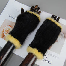 2025 New Brand Style Top Quality Women's 100% Winter Warm Real Mink Fur Knitted Half Finger Gloves Girls Typing Mittens