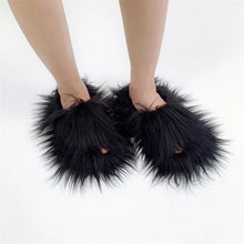 Faux Fur Slippers 2023 Women Winter Plush Warm Home Flat Slides Mongolian Wool Flip Flops Y2K Girls Furry Shoes Cute Slippers