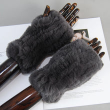 Women's Knit Faux Fur Winter Warm Finger-less Gloves