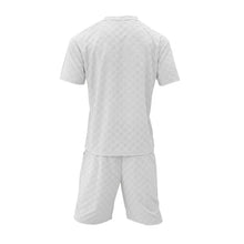 Men White Jacquard Checkered Short Sleeve Shorts Set Men's High-End Two-Piece Summer Trendy Clothing One Set Match Male Fashion
