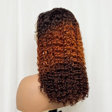 Double Drawn 250% Density Ombre 18 Inches Water Wave Curly Human Hair Wigs 13x4 Transparent Lace Frontal Hair Wig for Women