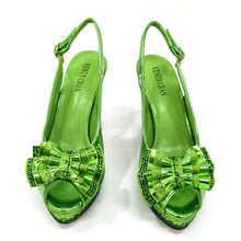 Venus Chan Open Toe Women Heels for 2024 Elegant Party Green Color Diamond Pumps Italian Shoes and Bags Matching Set
