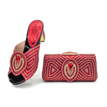 Italian Ladies Shoes and Bags To Match Set Decorated with Rhinestone Plus Size Shoes Women Heel Women Shoes and Bag Set In Italy