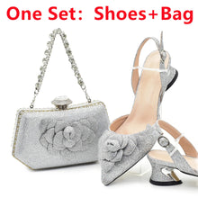 Ladies Shoe and Bag Set Latest Designers Luxury Italian Party Shoes and Bag Set for Women Rhinestone Wedding Bride Shoes Woman