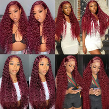 Curly wigs Transparent Lace Front Wig 99J Burgundy 13x4 13x6 Brazilian Deep Wave Frontal Human Hair Wig for Women Pre Plucked