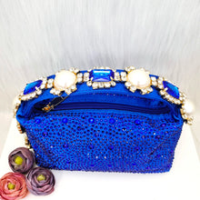 JMF New arrive Italian Design Blue Women's Fashion Rhinestone Pearl Point Toe Stiletto Heels Sandals Women's Shoes & Bag Set