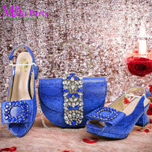 2025 Autumn New Design Specials Italian Women Shoes and Bag Set Comfortable Mid Heels With Rhinestone in Yellow Color