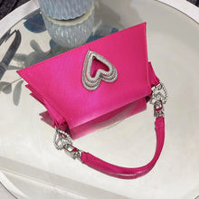 Fashion Heart Rhinestone Women Handbags Luxury Satin Evening Bags for Women Diamonds Designer Shoulder Bag Silk Wedding Clutch