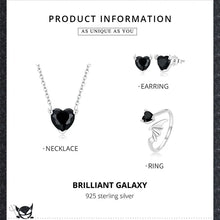 WOSTU Classic 100% 925 Sterling Silver Devil Heart Ear Studs Earrings Exquisite Black Zircon Earrings Fine Anniversary Jewelry