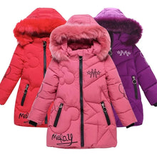 4-12 Years Winter Girls Jackets Keep Warm Thicken Christmas Coat 2023 Autumn Hooded Zipper Thickened Long Outerwear Kids Clothes