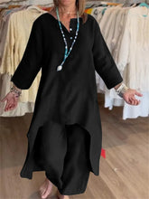 2024 Europe and the United States cross-border summer new, pure color casual long-sleeved cotton and linen suit women