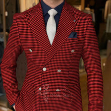 Men's classy jacket in white vintage houndstooth pattern peak lapel custom daily wear for birthday wedding prom Carnaval party