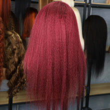 99J Burgundy Colored Kinky Straight 13x4 Lace Front Wig Human Hair Brazilian Remy 13x6 HD Lace Frontal Wig For Women Pre Plucked