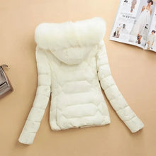 Women's Winter Cotton Padded Big Fur Collar Warm Parkas Jackets