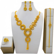 New Bridal Jewelry Set Dubai Necklace Earrings For Women Wedding 24k Gold Plated African Jwellery Bridesmaid Party Gift