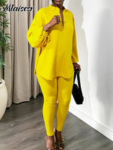 Mlaiscsr Causal Solid 2 Piece Set Women V Neck Loose Fit Tops and Legging Jogger Pants Suit Stretwear Birthday Tracksuits Outfit