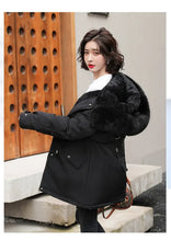 Women's Long Fashionable Hooded Winter Fur Collar Jacket
