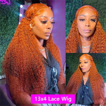 Ginger Orange Deep Wave Frontal Wig Transparent 13x6 Hd Front Human Hair Wigs Curly Hair 13x4 Lace Frontal Wig Colored