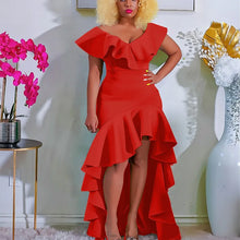CM.YAYA Women Boho Elegant Ruffles Short Sleeve Irregular Long Maxi Dress 2024 OL High Split Chic Party Evening Street Dresses