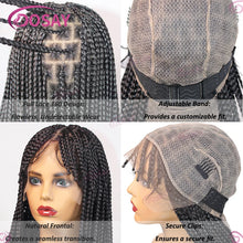 Short Front Braiding Bangs Synthetic Wig Knotless Box Braided Wigs For Black Women Full Lace 32