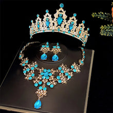 Female Bride Crown Necklace Earrings 3-Piece Set Wedding Accessories