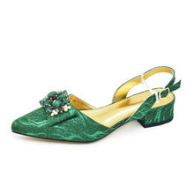 Ladies Shoe and Bag Set Latest Designers Low Heels Elegant Wedding Italian Shoes Bag Set Withn Rhinestone Green Shoe and Purse