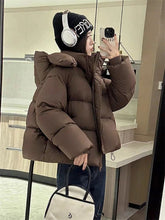 Short Parkas Women Streetwear Cropped Down Coat Korean Sweet Puffer Jacket Winter Solid Casual All Match Cotton Padded Outwear