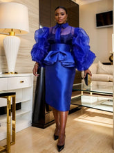 Women's Party Style Long Sleeved Blue See Through Mesh 2-piece Set for Club, Party And Birthday