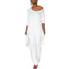 Women Jumpsuits One Piece Long Sleeve Skew Collar Solid Color Overalls Wide Leg Pants Loose Fit Sexy Backless High Street