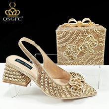 QSGFC Italian Design Clutch Dual Use Full Diamond High Heels Exquisite Gift-Box  And High Heels For Party Women Shoes