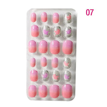 24Pcs/Set Kids Candy Flower Cute Fake Nails Detachable Full Cover False Nails Press On Nails Children Girls Nail Decoration Gift