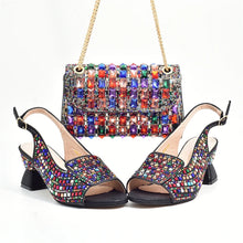 New Fashion Italian Shoe and Bags Matching Set Decorated with Rhinestone Luxury Designer Women Party Pumps Elegant Bridal Shoes