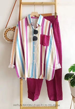 Women's Striped Cardigan Shirt Top and Pants Set Long Sleeve Pants Monochrome Casual 2024 Summer New 2-piece Set